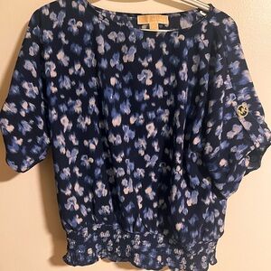 Michael Kors Navy and White Floral Blouse